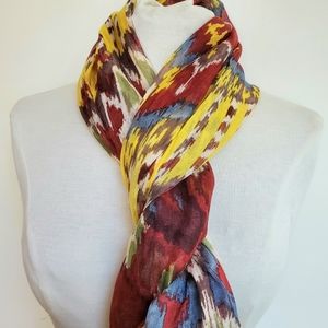 Linen Boho Scarf Ikat Print